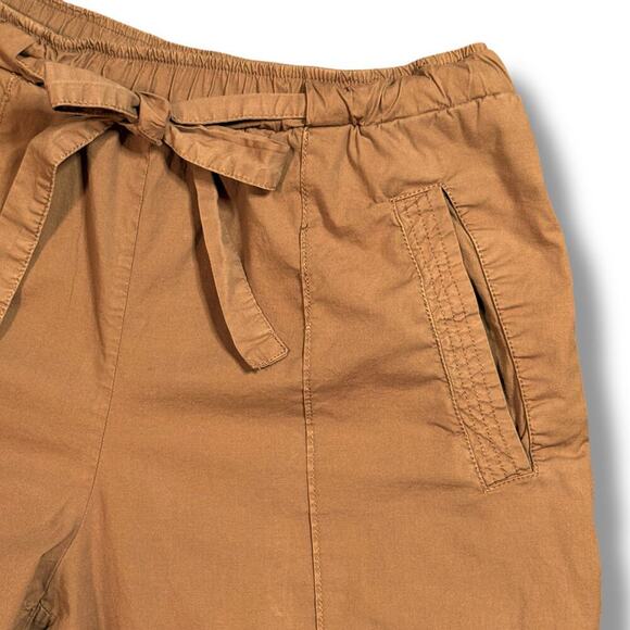 Monrow Women’s Peanut Mocha Brown Elastic Waistband Wide Leg Cargo Pant Small - Picture 2 of 13